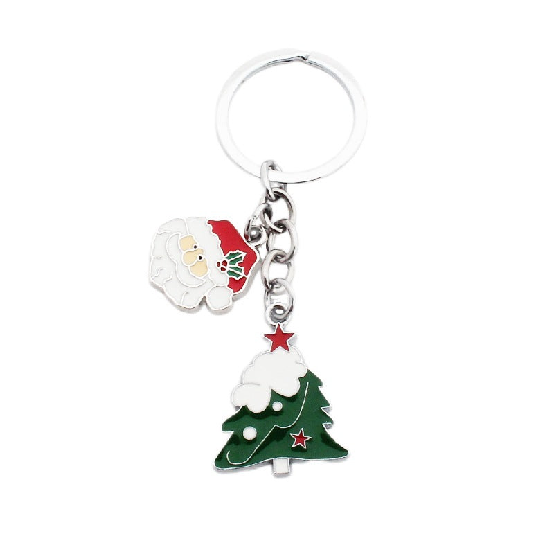Wholesale Christmas Santa Claus Christmas Tree Drop Oil Zinc Alloy Keychain
